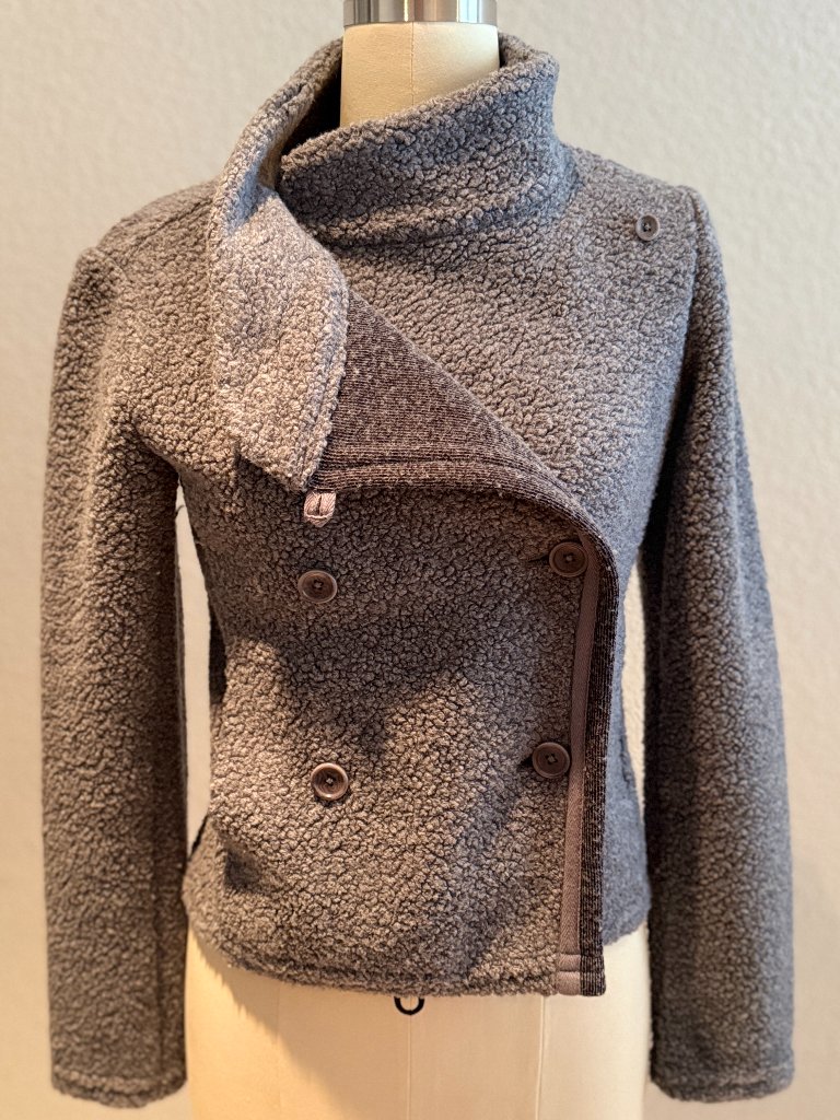 James Perse Platinum Gray Boucl Double-Breasted Sweater Jacket Size 1 (Xs/S)